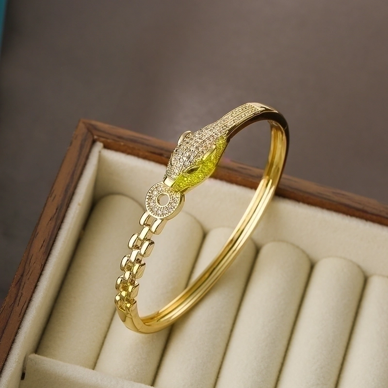 2 Pieces Hip-hop Leopard Copper 18k Gold Plated Pearl Zircon